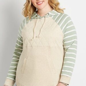 Maurices Stripe Sleeve Quilted Front Pullover Hoodie size 2X